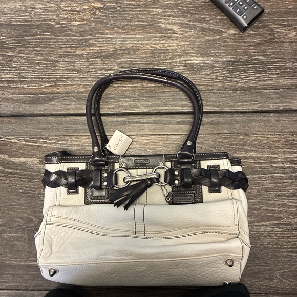 Coach Cream and Black Satchel - Picture 1 of 2